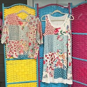 Floral Patchwork Dress and sweater set